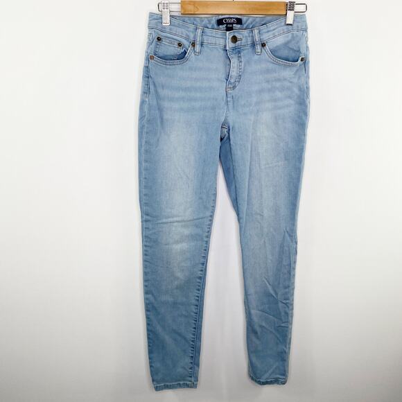 Chaps Denim Light Wash Blue Denim Cotton Blend Skinny Jeans Women's Size 4 - Picture 1 of 10
